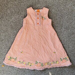 B.t. Kids gingham orange 100% Cotton Easter dress girls flower & bee embroider